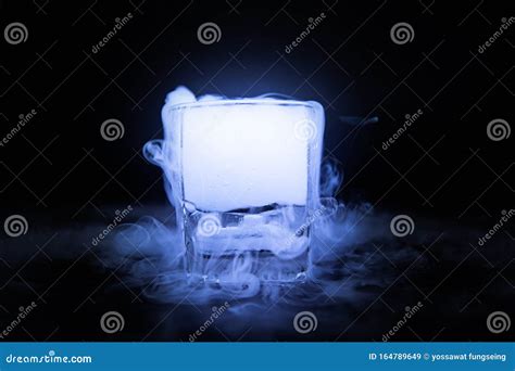 The Smoke From Dry Ice In A Glass Black Background Stock Image Image