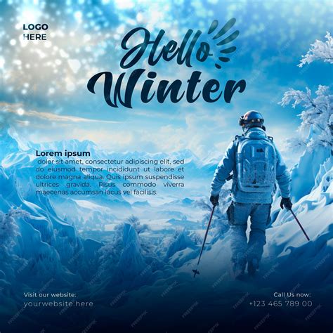 Premium PSD | Winter ski social media post template