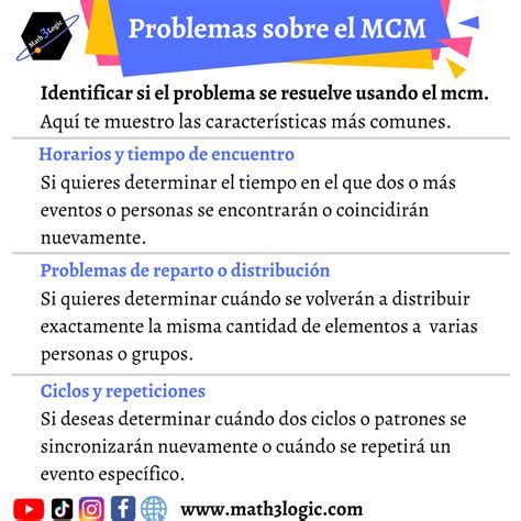 Problemas de Mínimo Común Múltiplo Cómo saber cuando usar el mcm