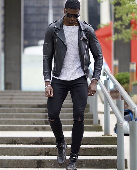 Pinterest 6ixtides🖤 In 2024 Black Male Models Gorgeous Black Men Leather Jacket Men