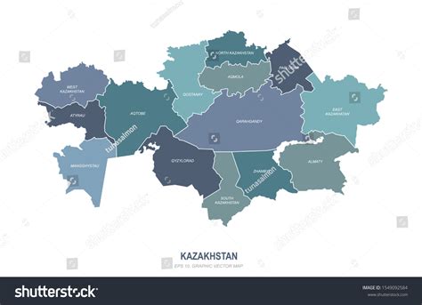 Kazakhstan Map Central Asia Countries Map Stock Vector Royalty Free