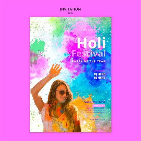 Diseño de plantilla del festival holi Archivo PSD Gratis