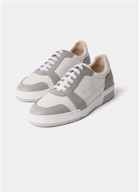 Grey Leather Trainers Mint Velvet