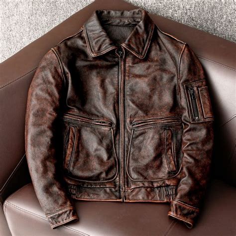 Men S Leather Faux Spring And Autumn Genuine Jacket Men Vintage Cowhide