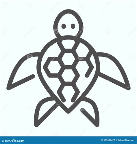 Turtle Line Icon Ocean Or Sea Kareta Tortoise Illustration Isolated On