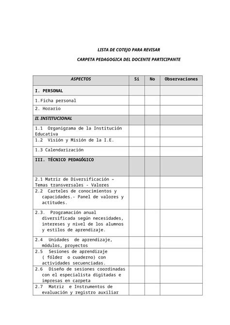 Doc Lista De Cotejo Carpeta Dokumen Tips