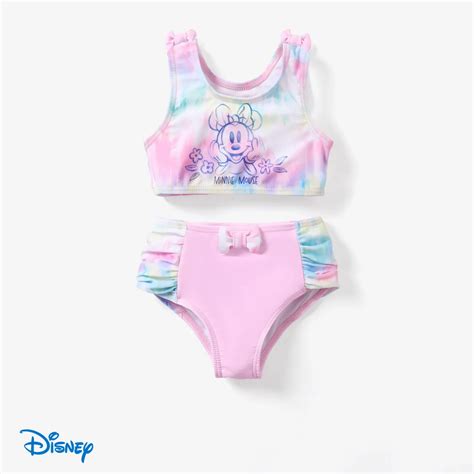 Disney Girl Minnie Mouse Swimsuit Bikini Pink Polyester M Piece Walmart
