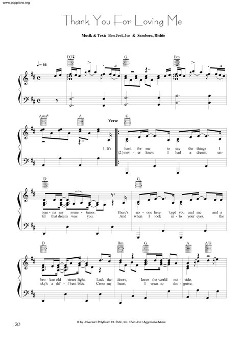 Bon Jovi-Thank You For Loving Me Sheet Music pdf, - Free Score Download ★