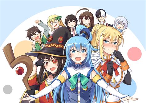 Aliasing Aqua Eyes Aqua Hair Aqua Konosuba Black Hair Blonde Hair