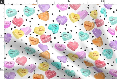 (jumbo scale) valentines day heart candy Fabric | Spoonflower