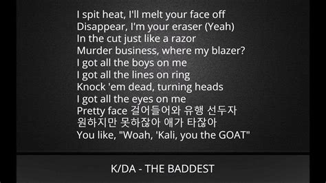 Kda The Baddest Lyrics Youtube