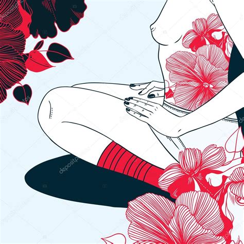 Naked Girl With Fantasy Flowers Stock Vector Image By Chevnenko