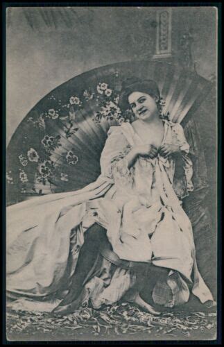 N French Nude Risque Woman With Fan Photogravure Original Old S