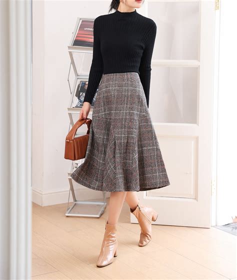 Short Wool Skirt Midi Wool Skirt A Line Wool Skirt Winter Warm Wool