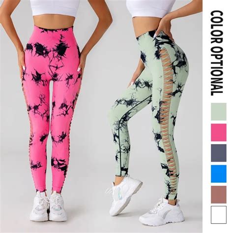 Pantalones De Yoga Sin Costuras Te Idos Con Corbata Para Mujer Leggings