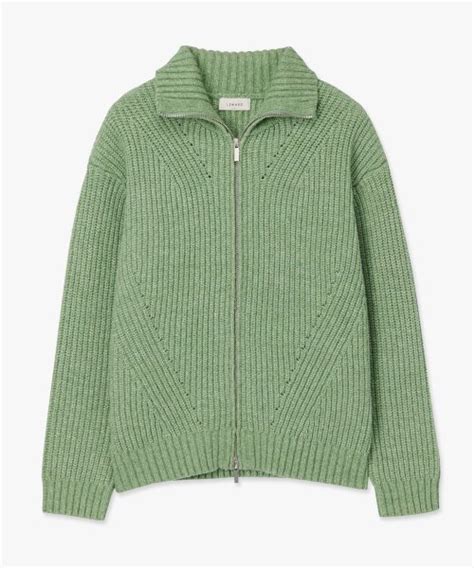 MUSINSA LEMARD Air Wool High Neck Diagonal Zip Up Knit Green