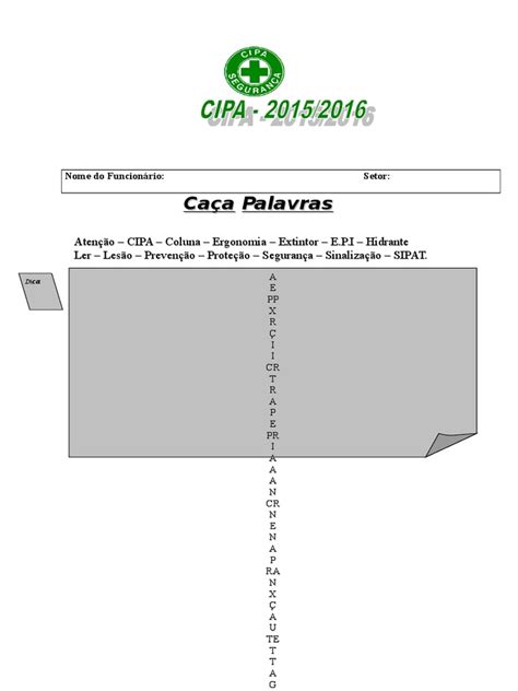 Qual A Palavra A Seguir Não É Uma Cacoepia - Caca Palavras CIPA | PDF