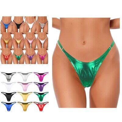 Women S Shiny Metallic G Strings Micro Thong T Back Panties Underpants Lingerie Ebay