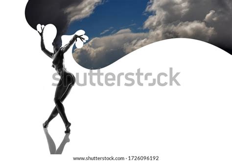 Naked Woman Posing Against White Background Stock Photo