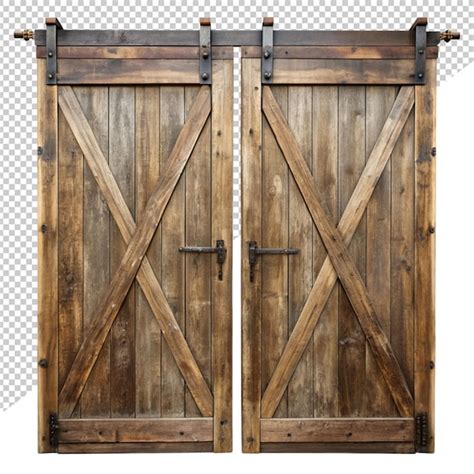 Premium PSD | Rustic barn door on transparent background