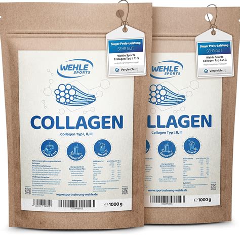 Collagen Pulver 2 KG Bioaktives Kollagen Hydrolysat Peptide I Eiweiß