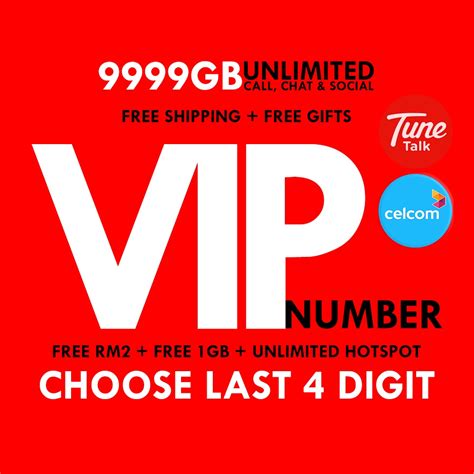 VIP Number Tunetalk Sim Card Unlimited Internet Data Call Hotspot