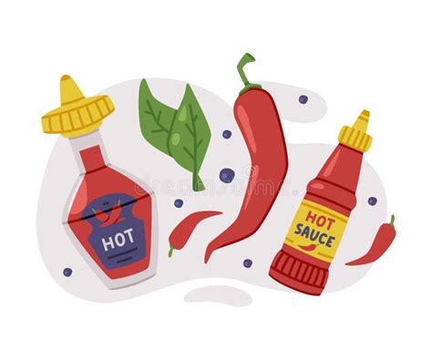Hot And Spicy Chili Sauce In Bottle Vector Composition Stock Vector Illustration Of Taste