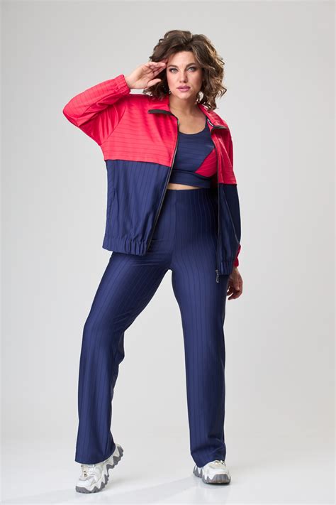 Спортивный костюм Anastasia Mak 1073 тройка синий+красный размер 48-58 ...