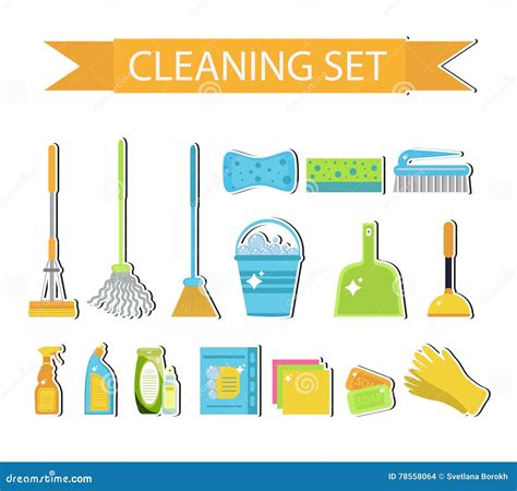 Set Of Icons For Cleaning Tools House Cleaning Cleaning Supplies