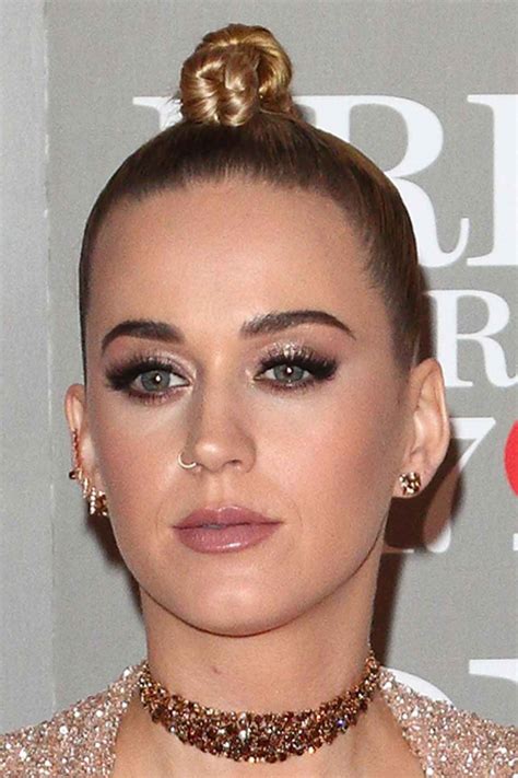 Katy Perry Straight Honey Blonde Bun Hairstyle Steal Her Style