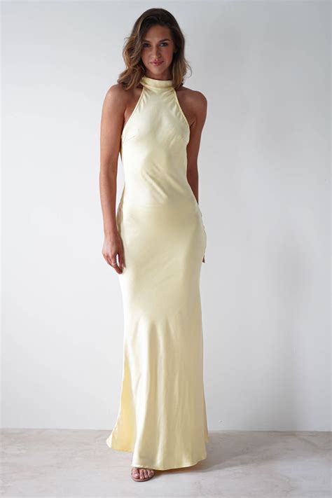 Natalia Soft Satin Maxi Dress Lemon In 2024 Yellow Bridesmaid