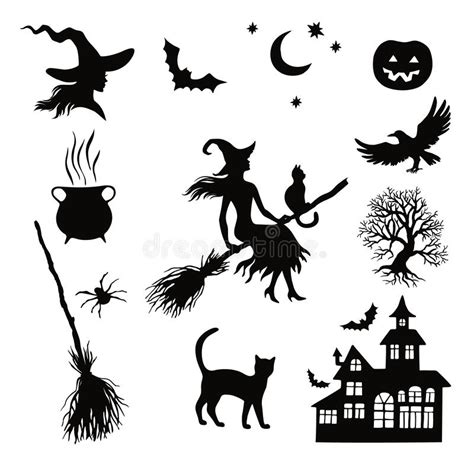 Set Of Halloween Silhouette Vector Illustration Stock Vector