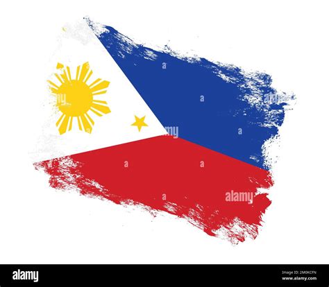 Stroke Brush Painted Flag Of Philippines On White Background Stock