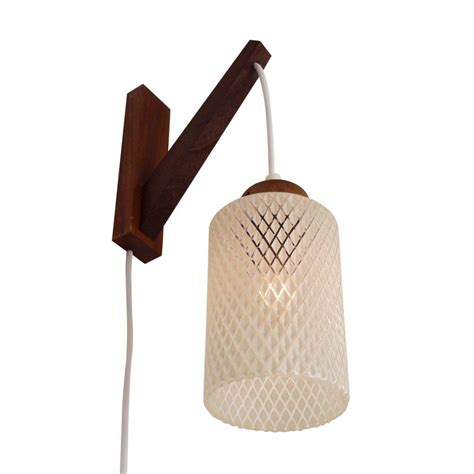 Hanging Wall Light Made Of Wood And Glass 1960s 1336