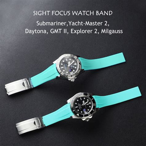 Mm Curved End Silicone Rubber Watch Strap For Rolex Strap Rx