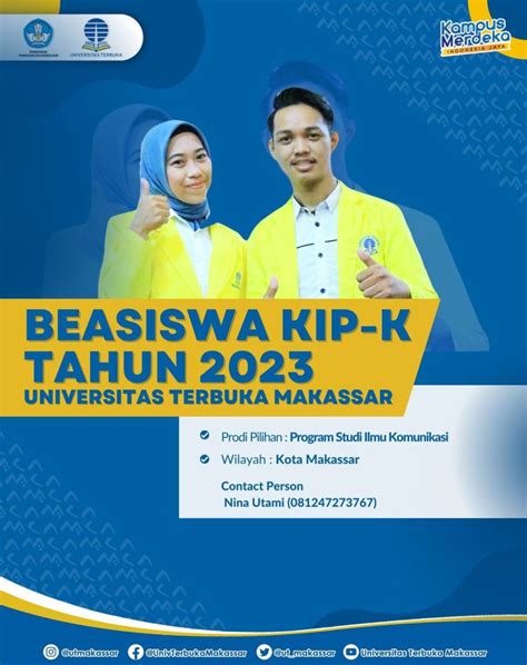 Beasiswa Kip K Tahun 2023 Universitas Terbuka Makassar Universitas