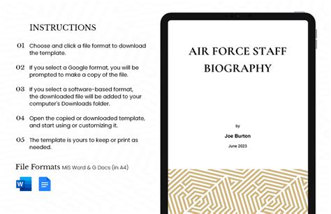 Air Force Staff Biography Template In Word Download