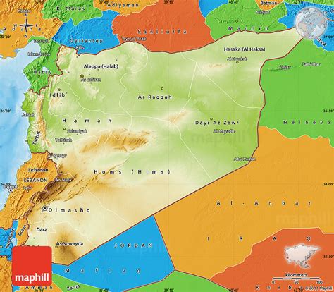 Physical Map Of Syria Political Outside