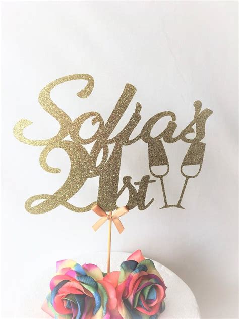 Custom 21st Birthday Cake Topper Personalized Glitter Topper Etsy