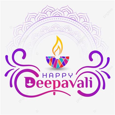 Happy Deepavali Calligraphy and Colorful Diya Clipart