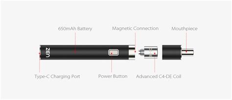 Buy Yocan Zen Vaporizer Usb C Charging 650mah Battery