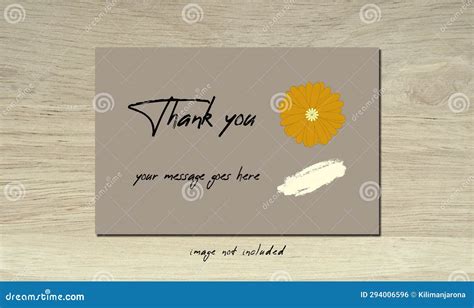 Thank You Card Template With Brush And Blooming Daisy Gerbera Botany