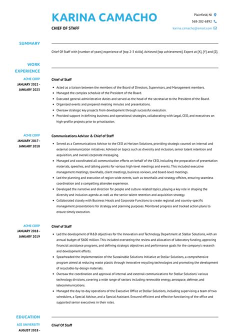 3 Chief Of Staff Resume Examples And Templates