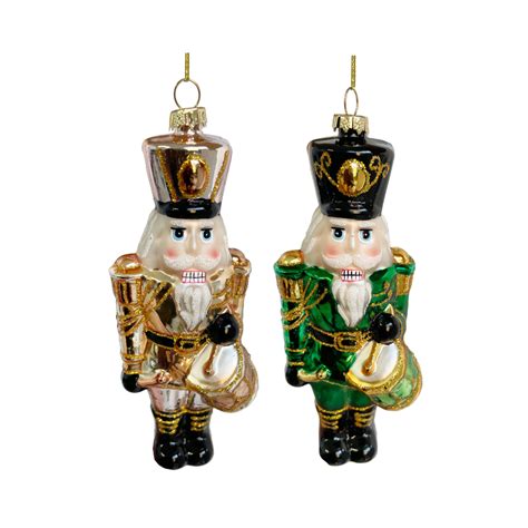 Glass Nutcracker Ornament Gold Green Katherine Beck