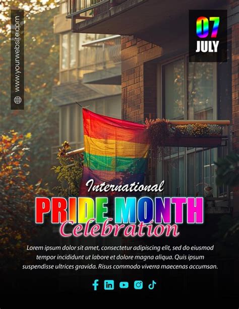 Rainbow Revival Pride Month Party Flyer Premium Ai Generated Psd