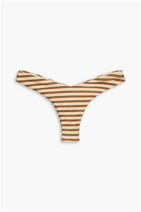 Tigerlily Verena Niki Striped Low Rise Bikini Briefs In Light Brown Modesens
