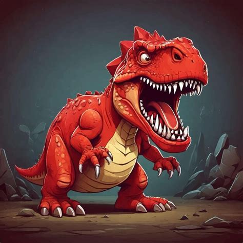 Premium Vector Vector Cartoon Angry Red Dinosaur Roaring Illustration