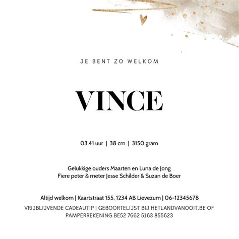 Geboortekaartje Jongen Watercolor Nude Goudlook Kaartje2go