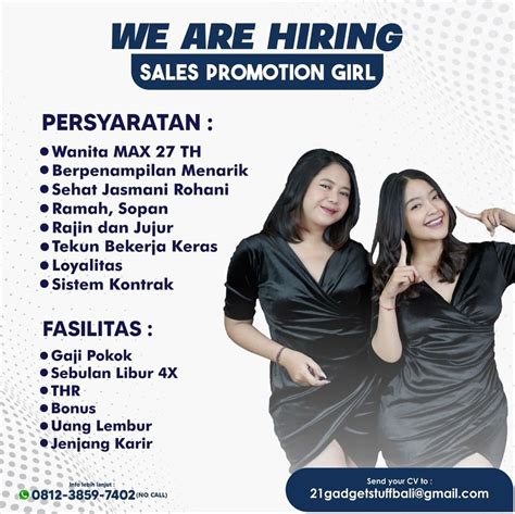 Lowongan Kerja Sebagai Sales Promotion Girl Untuk 21gadgetstuff Bali