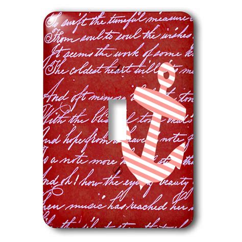 Red And White Stripes Anchor On Handwritten Vintage Burgundy Striped